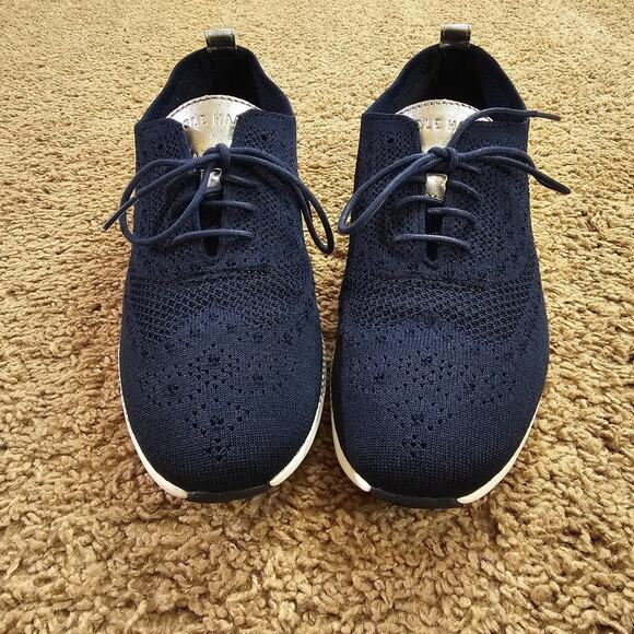 Cole Haan 2.ZEROGRAND Oxford Shoes Womens 10.5B Marine Blue Argento Stitchlite - Picture 4 of 11